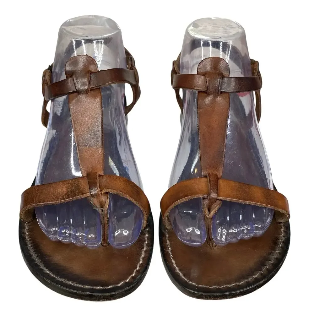 IL Bisonte Women’s Brown Leather Slingback Sandals Size 39 US 7.5 - Picture 7 of 12